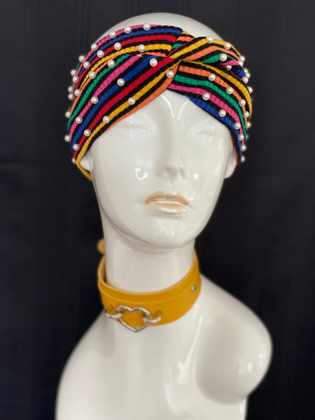 “Stripes & Pearls” Headband