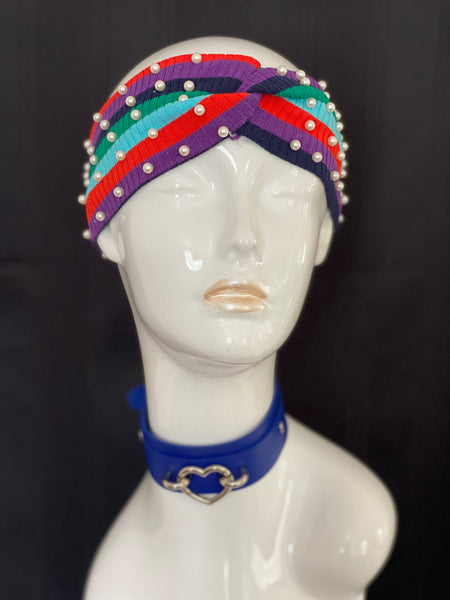 “Stripes & Pearls” Headband
